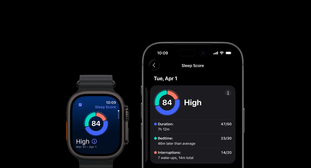 Unituloksen ympyräkaavio ja luokitus Apple Watch Ultra 3:ssa, koko analyysi avoinna pariksi yhdistetyssä iPhonessa