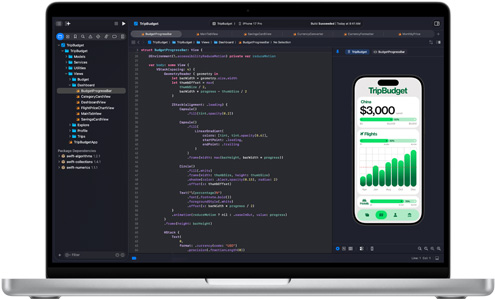 App Xcode en una MacBook Pro